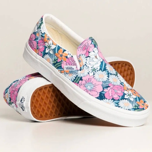 Vans Other - Vans “Of The Wall” Colorful Floral Classic Slip-On Shoes Size:Men’s 10